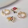 Fashionable fresh elegant ring, flowered, Korean style, on index finger