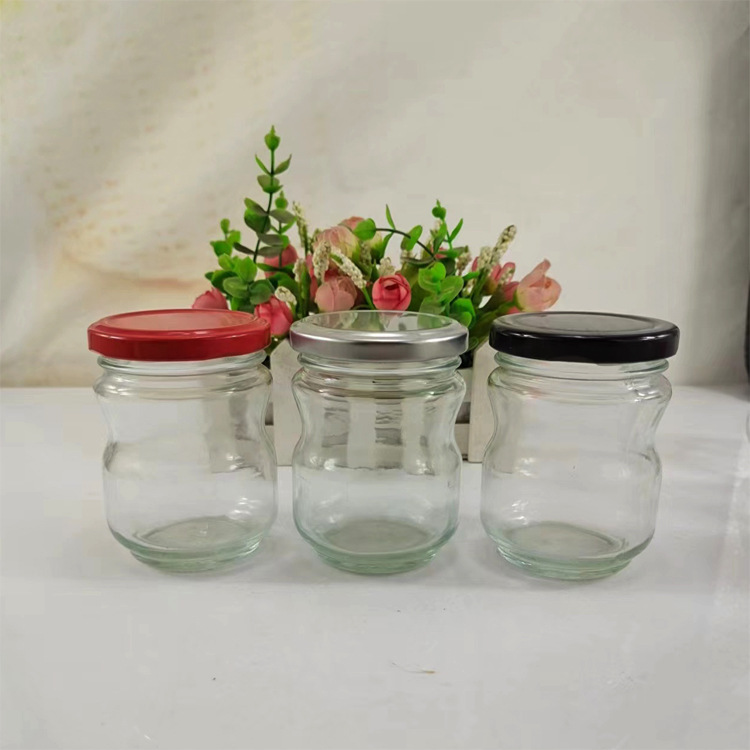 厂家直销圆形酱菜瓶果酱瓶优质玻璃瓶罐带盖密封白酒杯