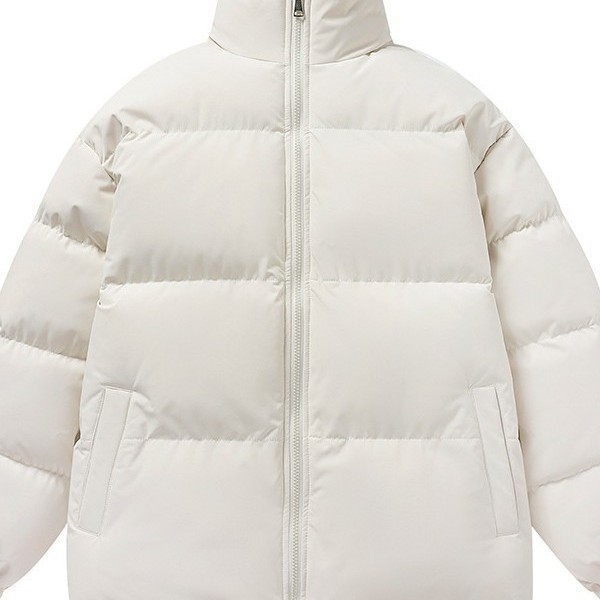 New autumn and winter styles: men's solid-color, stand-up collar, warm cotton-padded jacket, windproof and heat-retaining, high-quality puffer coat