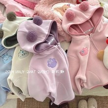 秋冬款连帽开衫洋气儿童加绒保暖上衣宝宝卫衣服拉链厚加绒外套