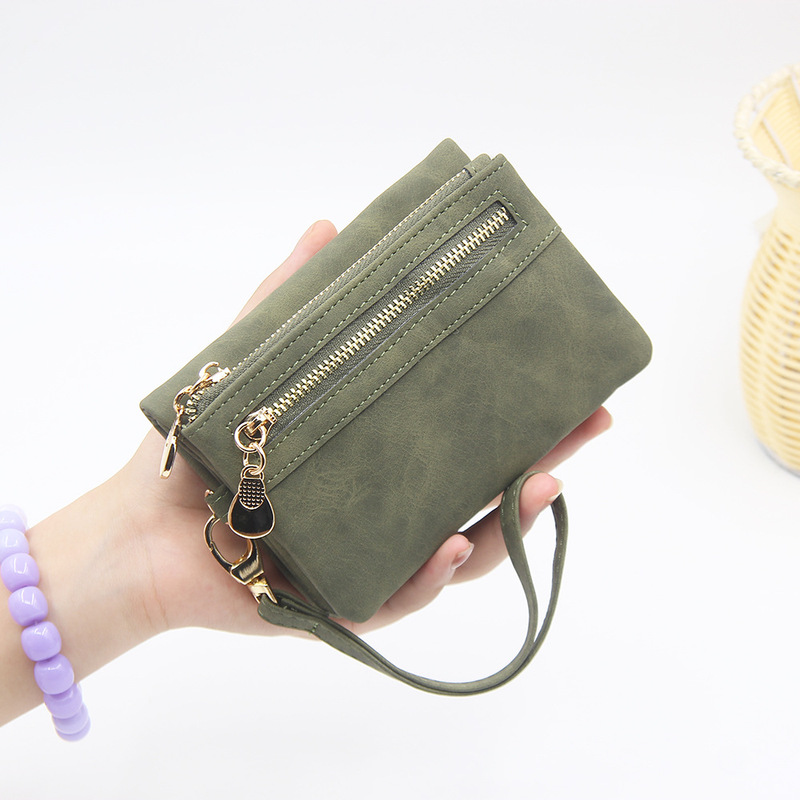 In-Stock Cross-Border Trade Women's Short Wallet, Matte Vintage Double Zipper Handbag, Multifunctional Daily Women's Wrist Bag In-Stock Cross-Border Trade Women's Short Wallet, Matte Vintage Double Zipper Handbag, Multifunctional Daily Women's Wrist Bag