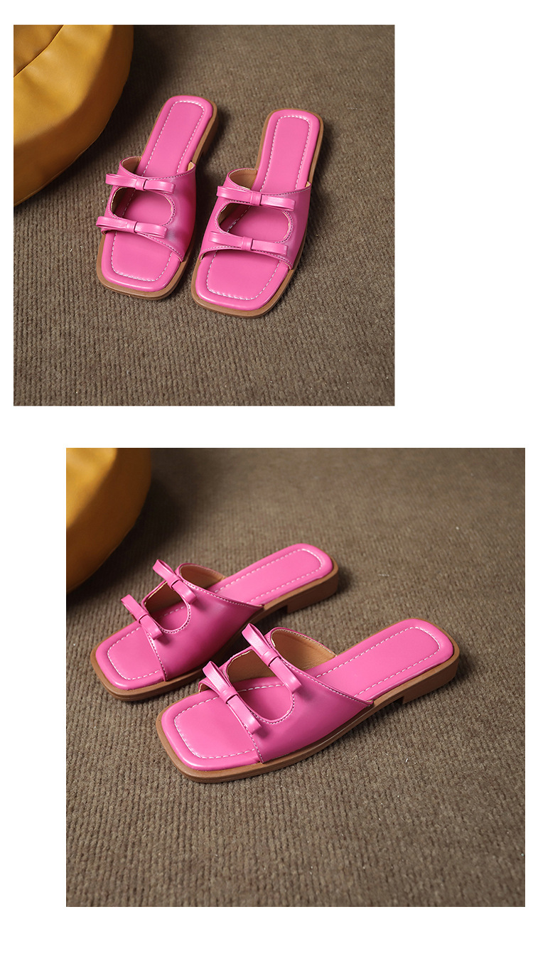 Women's Casual Commute Solid Color Bowknot Square Toe Slides Slippers display picture 14