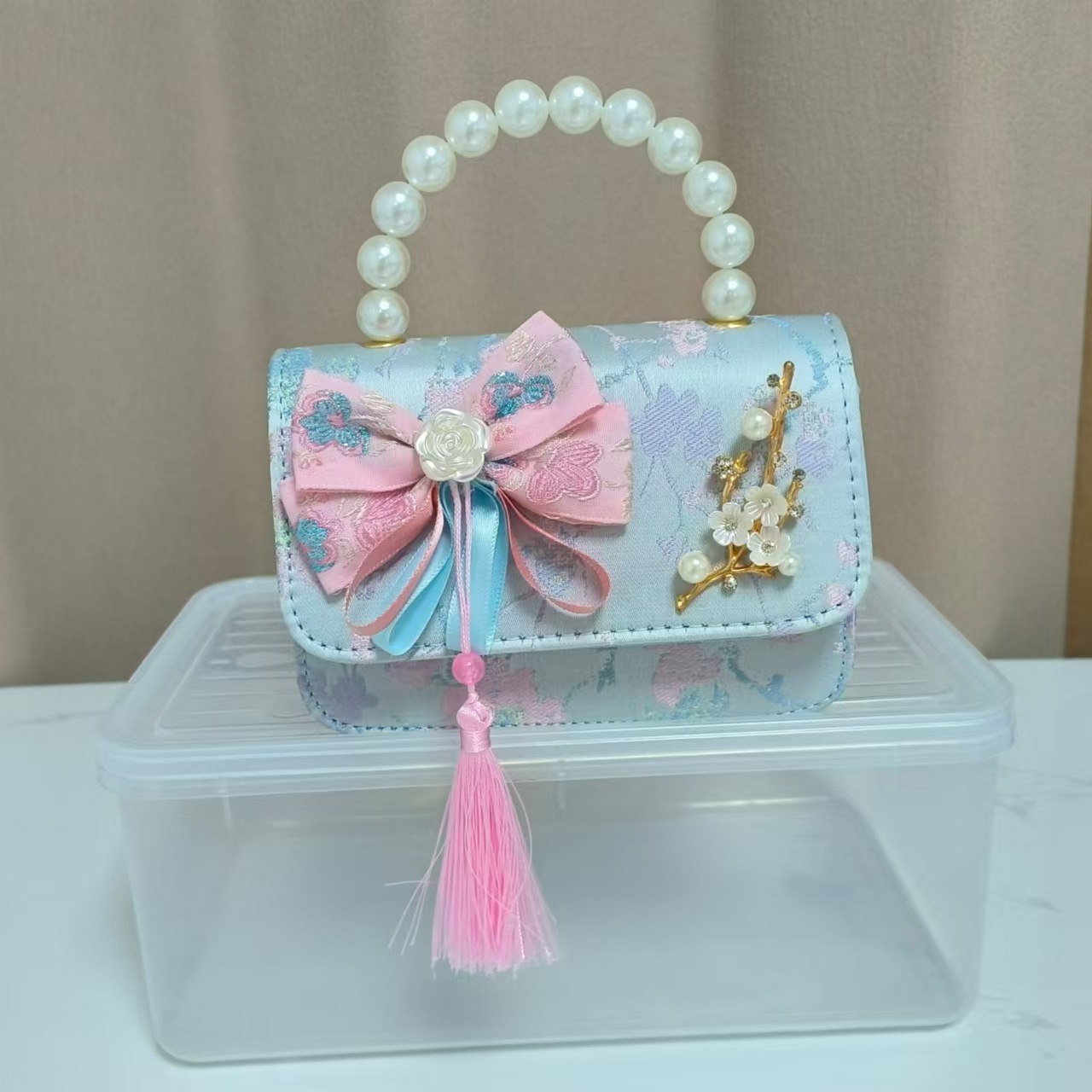 Bolsos infantiles de alto nivel, exquisitos antiguos, bolsos de cambio de niña, bolsos de mano de perlas de princesa, bolsos de almacenamiento