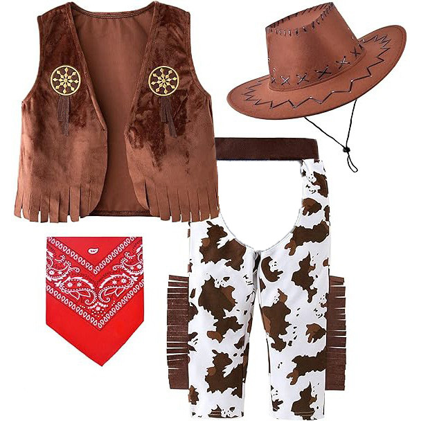 2026 New Cross-Border Dropshipping Boys Western Cowboy 4-Piece Halloween Character Performance Costume