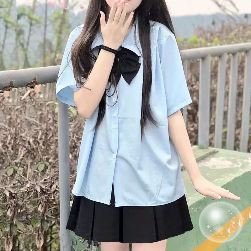 Настоящая pleated skirt ученика, летняя рубашка, милая кукла, форма, набор, круглая воротничок, воротник куклы