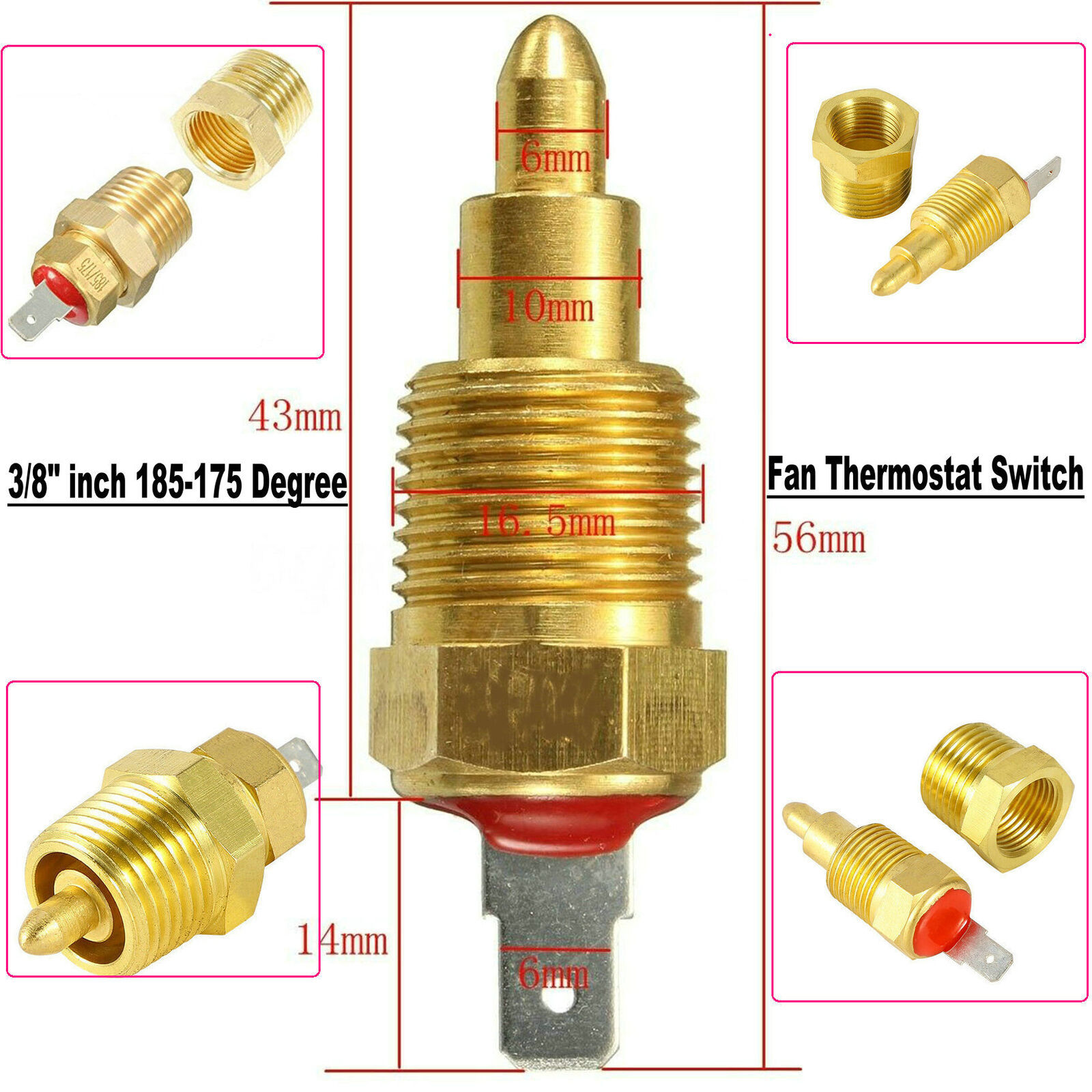 185 °-175 ° NPT3/8 인치 자동 엔진 냉각 선풍기 온도 스위치