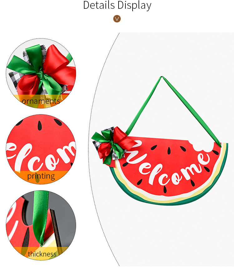 Home Decoration Watermelon Wooden Sign Bow Hanging Door Knocker display picture 2