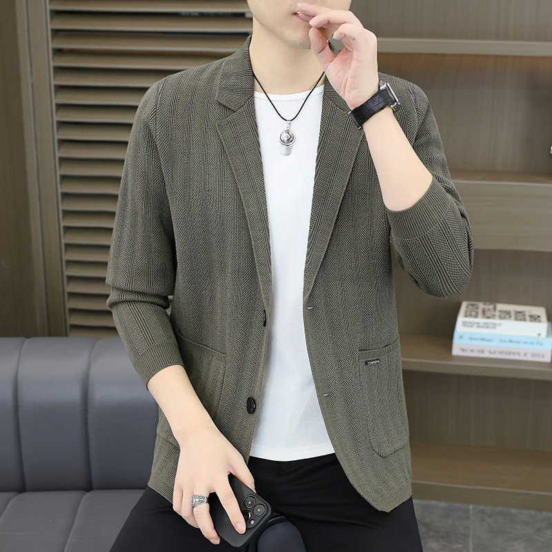 High-End Men's Cardigan Suit Knitted Spring and Autumn New Fashion Trendy Handsome Casual Knitwear Men's Jacket