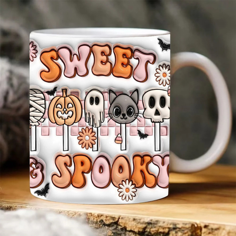 国境を越えた3d SPOOKY幽霊hallowenコーヒーマグカップ水杯ハロウィーンカボチャPumpkin|undefined