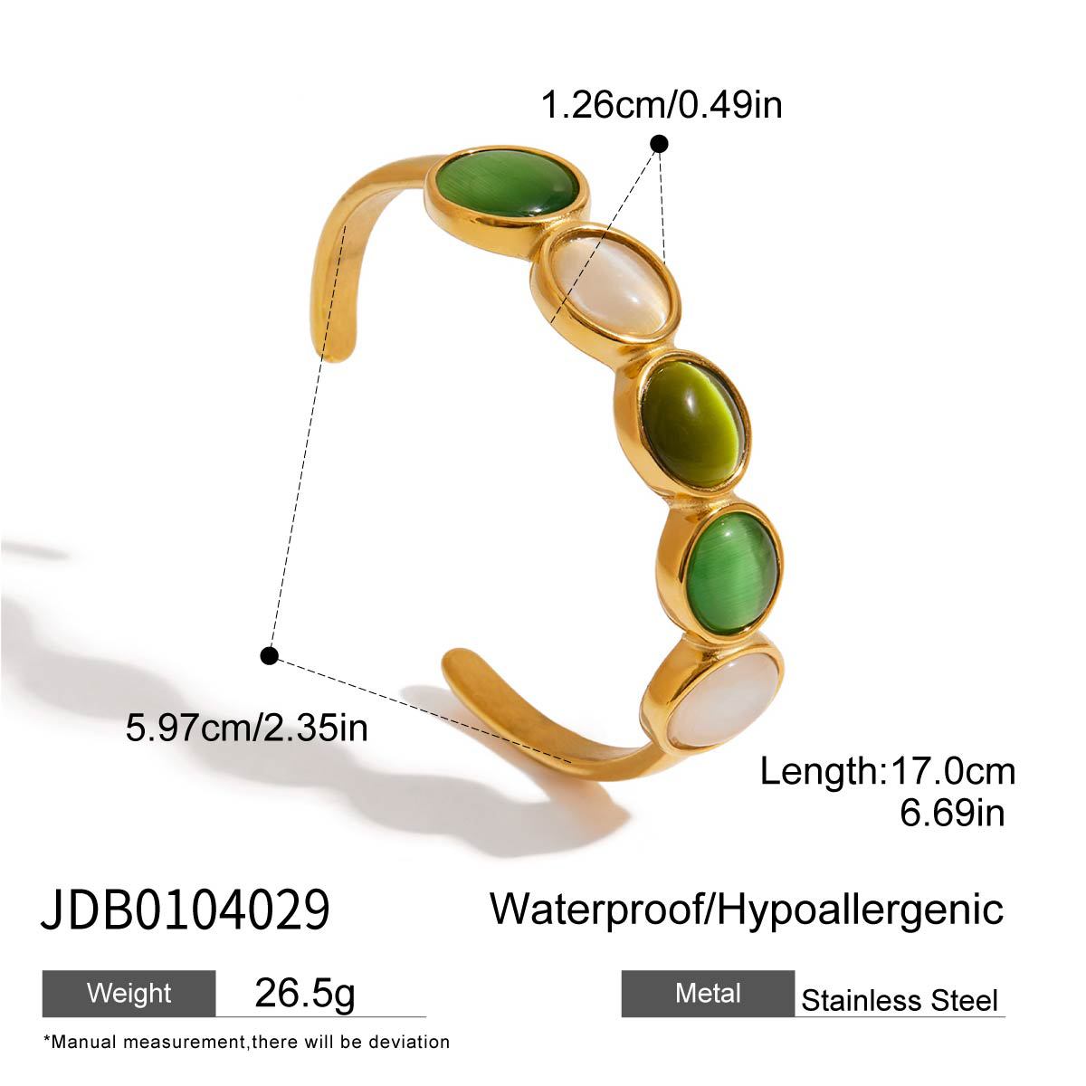 Jeding Pulsera de ópalo de acero inoxidable europeo y americano Pulsera abierta femenina que no se desvanece, estilo explosivo transfronterizo, joyería de acero de titanio, sentido de alta gama