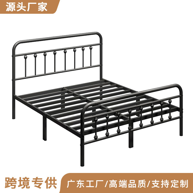 Cross-Border Large Metal Platform Bed Frame for Bedrooms, Victorian Wrought Iron Bedside, Easy to Assemble Iron Frame