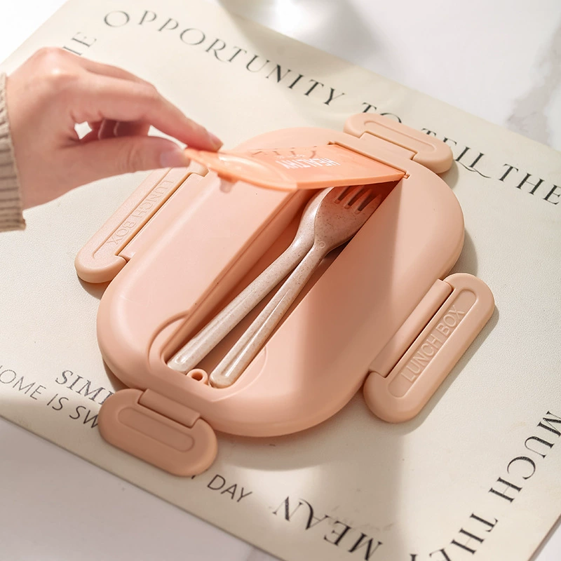 Direct поставка , прямоугольная ланч-бокс из нержавеющей стали 304 овальный с вилкой и ложкой, двойной отсек, переносная обеденная коробка для офисных работников