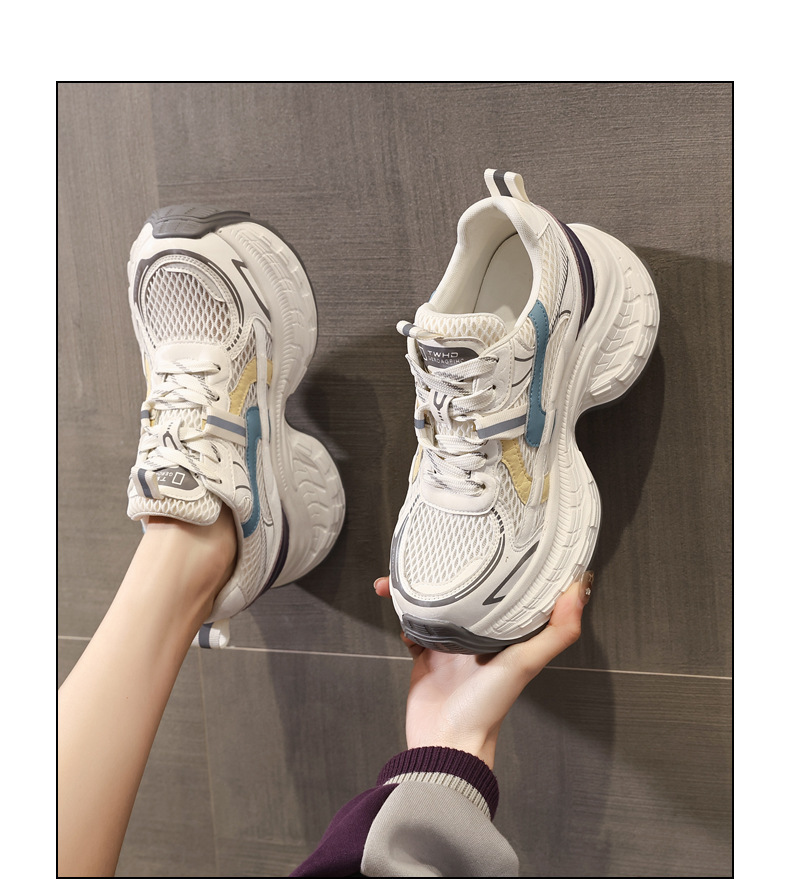 Giày sneaker nữ đế dày phong cách daddy mesh lưới thoáng khí — xanh lam chi tiết 13
