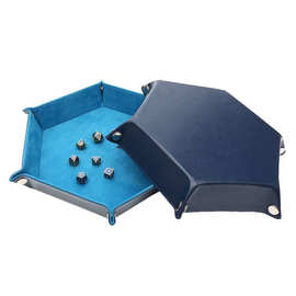 骰子金属托盘 双面折叠PU皮革饰品置物首饰盒 客厅床边桌面收纳盒