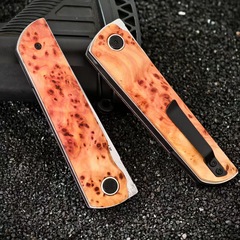 直播爆款崖柏木VG10钢高硬度户外折叠刀多功能便携锋利家用收藏刀