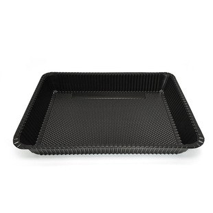 Black rectangular fresh food tray plastic square plate cooked food display plate disposable food single grid lining tray