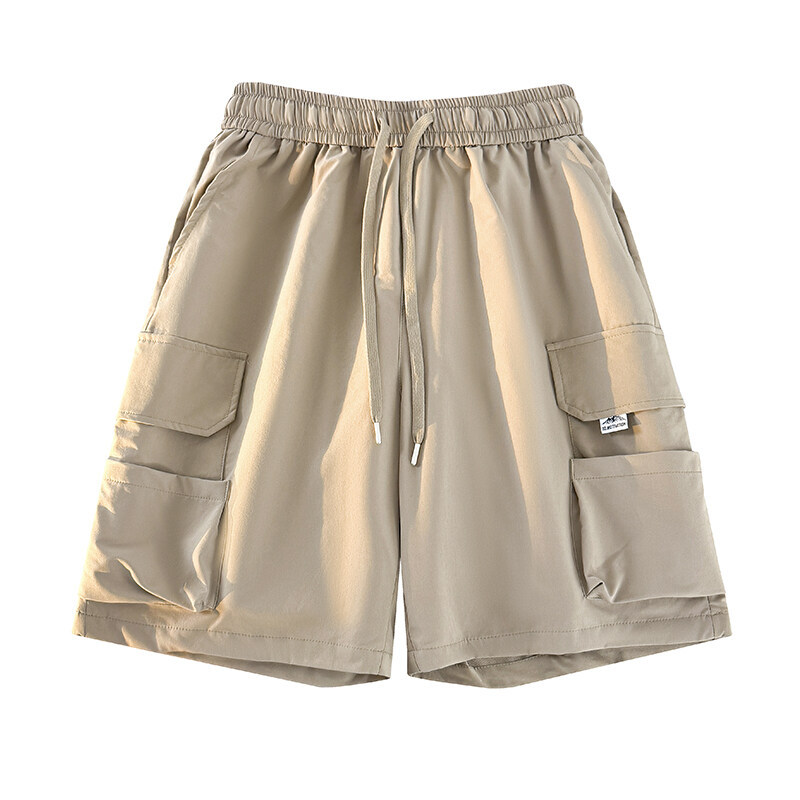 2025 Summer New Men's Cargo Shorts Hong Kong Style New Wide-Leg Loose Multi-Pocket Five-Point Pants Men's Pants