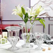 歐式創意風燈高腳玻璃花瓶透明裝飾擺件花瓶水晶婚慶插花擺件花瓶