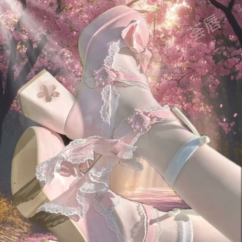 41-42男女!cos漫展原创新款甜美蝴蝶结Lolita樱花洛丽塔樱花鞋跟|undefined