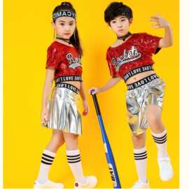 新爵士舞服装儿童现代街舞亮片套装小学生啦啦操幼儿园舞蹈演出服