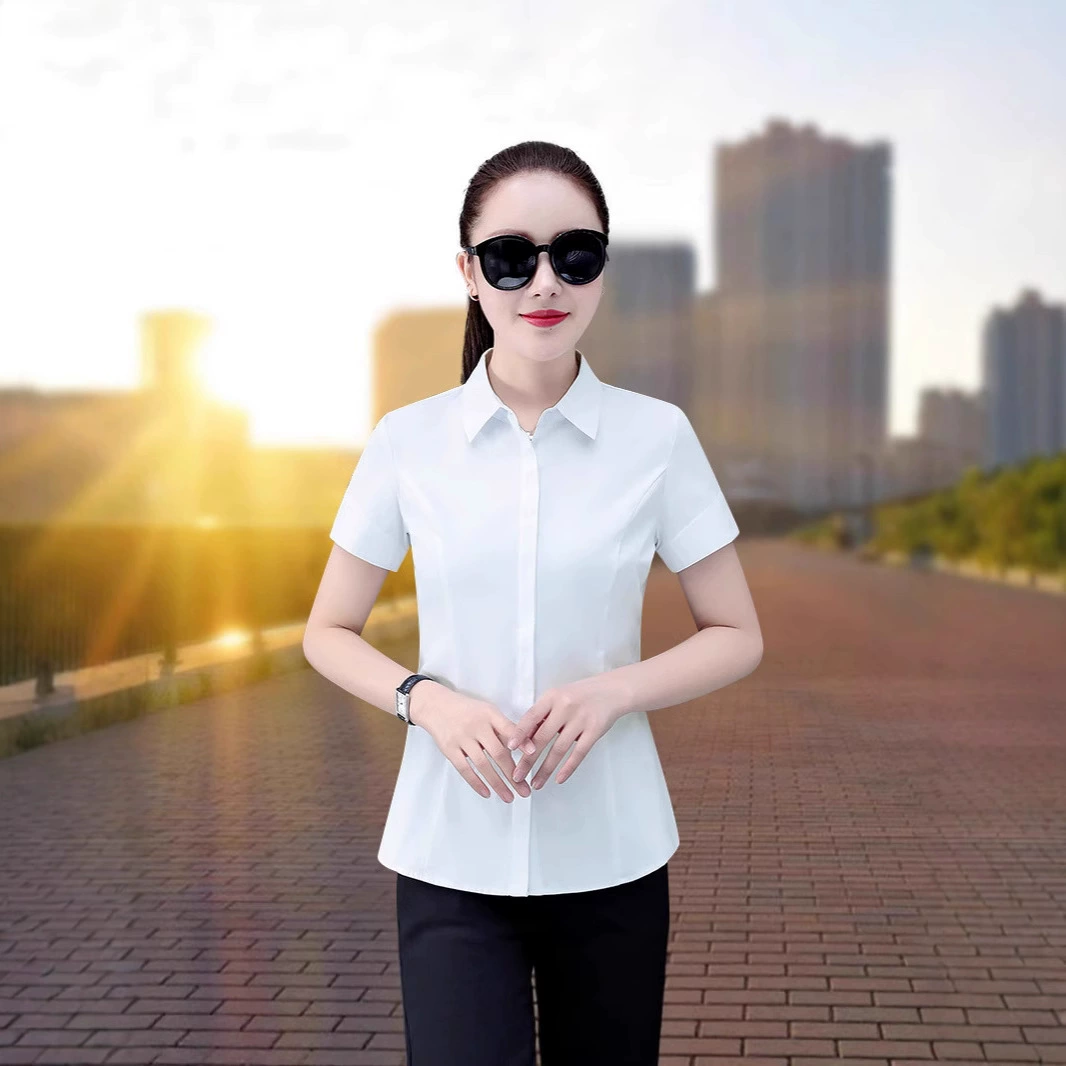 2025 новая летняя рубашка футболка с короткими рукавами тонкая элегантная рубашка для похудения без утюга профессиональная рубашка рабочая одежда топ