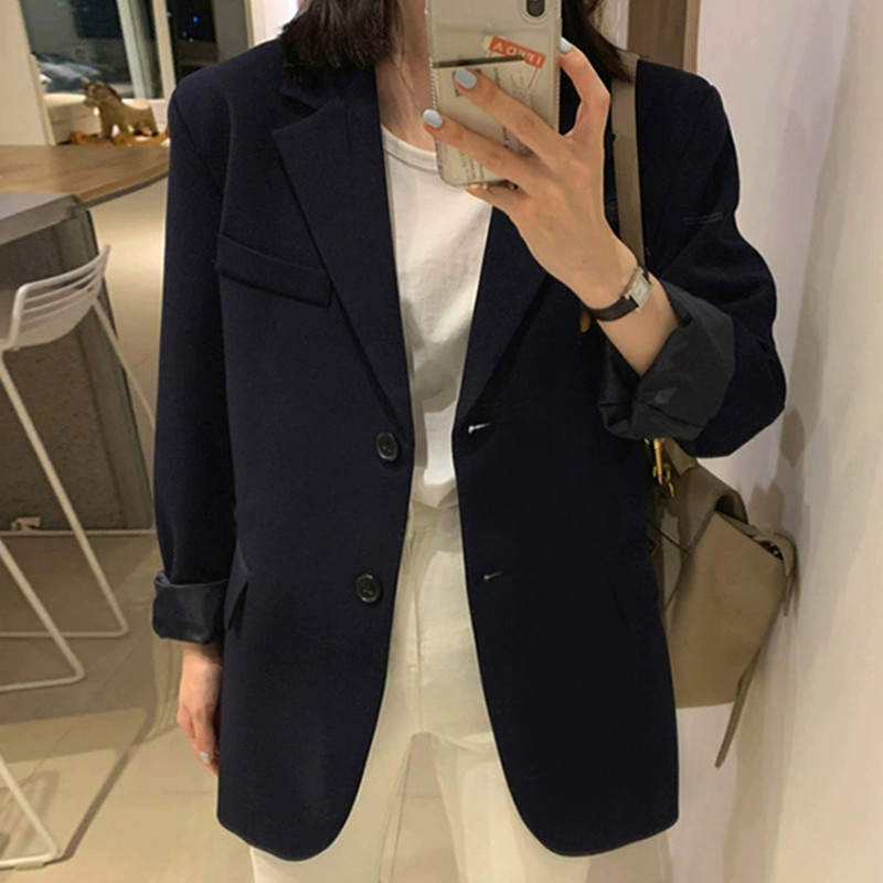 网红黑色炸街小个子西装外套2022春装新款韩版宽松休闲西服上衣女