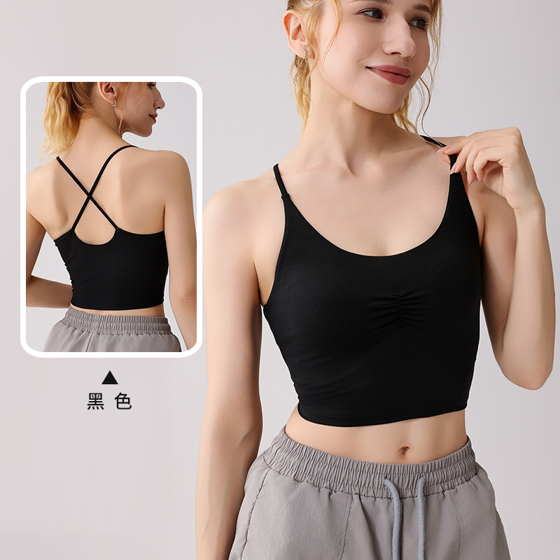 Sujetador deportivo cruzado con tirantes finos europeos y americanos transfronterizos, sujetador deportivo para correr, tirantes, ropa de yoga, ropa interior