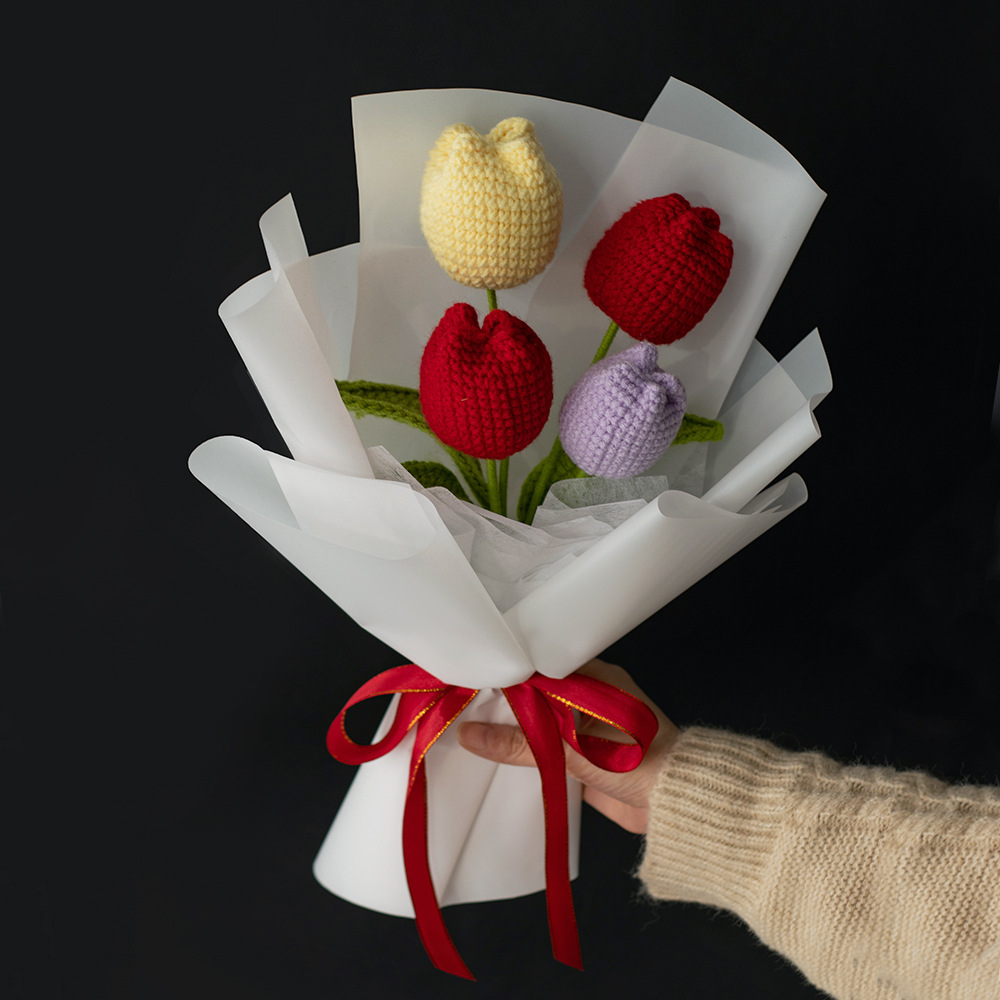 Navidad hecha a mano un ramo de girasoles mezclar y combinar imitación ganchillo flores tulipas regalos de vacaciones