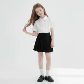 儿童服装夏季套装巨好看学院风短裙衬衫小女孩两件套毕业演出服装