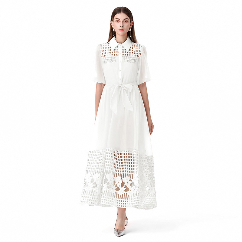 Women's Clothing Elegant Style Tie Waist Short Sleeve Women's Clothing Dress For Formal & Casual For Women_ecoleips.com