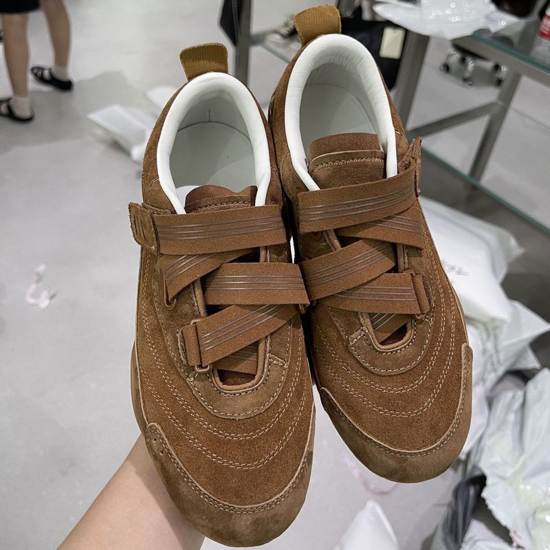 牛皮版~新款运动休闲小众设计感真皮魔术贴德训鞋运动风阿甘鞋女|undefined