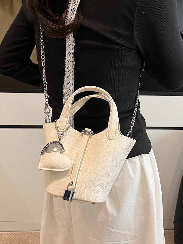 Litchi estampado canasta de platos de mano bolso de cubo para mujeres 2025 nuevo estilo transfronterizo coreano de moda bolso de hombro