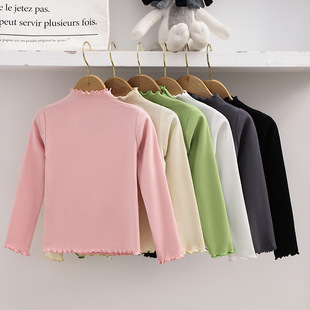 Girls' bottoming shirt Spring and Autumn 2023 new children's Korean style western style solid color long sleeve T-shirt women's baby top