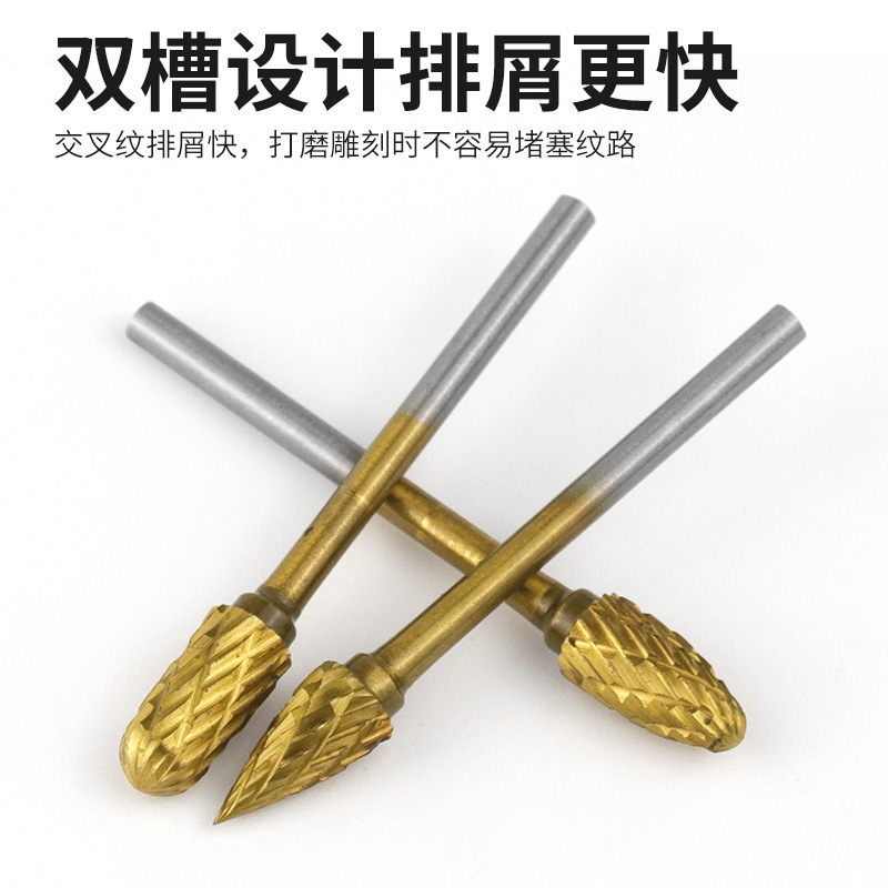3*6 合金鋼ダブルスロット研削ヘッド研削研磨ツール研削金属バリ拡張ダブルパターンロータリーファイル|undefined