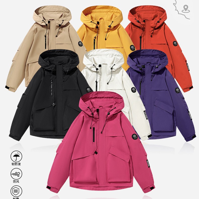 2588 Spring and Autum Men's and Women's Same Style American Loose Windproof Jacket Outdoor Trendyy Jacket Light Off-White