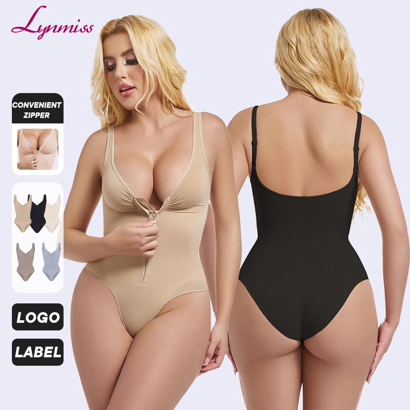 Strappy Zipper Shapewear Seamless Bodysuit Backless Shapewear Cross-Border Plus Size Strong Tummy Control Corset