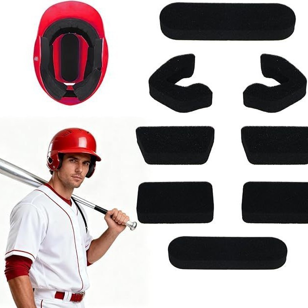 Universal helmet padding kit compatible with Easton hitting and catcher's helmets, thickened replacement pads, soft foam padding
