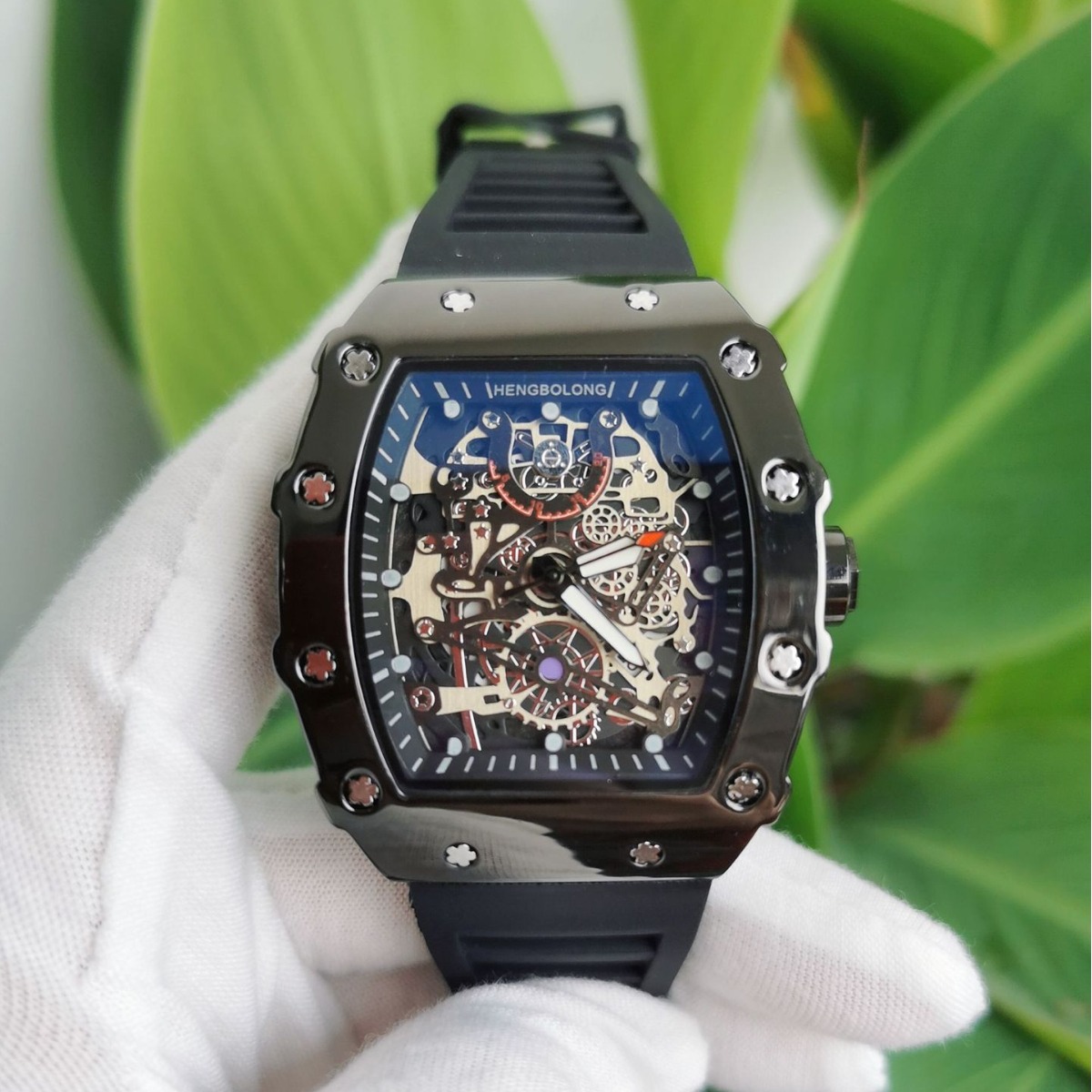 Popular Wine Barrel Shaped Fashionable Mechanical Layered Photosensitive Surface Bright Shell Men's Watch Watch_voghion.com