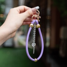可调节PU皮质爱心手机挂绳 简约细款手腕短绳 防丢钥匙扣手拎挂链