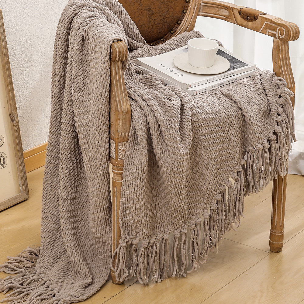 北欧シェニールニットブランケット毛糸ブランケットオフィスの昼休みブランケット
