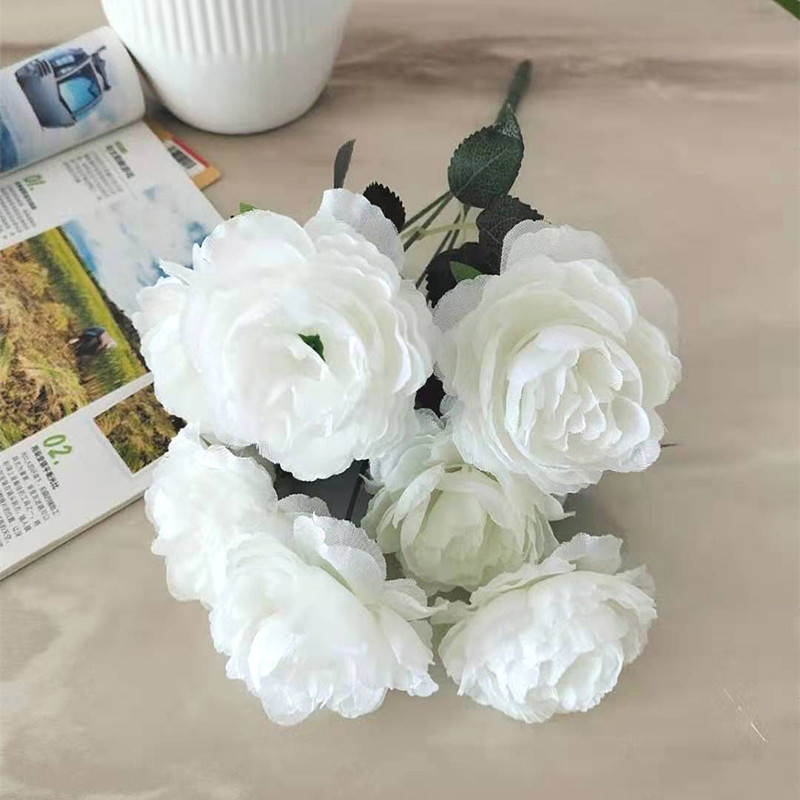 Flores artificiales blancas al por mayor para bodas, decoraciones de flores falsas, accesorios para techos de hoteles, flores artificiales blancas para celebraciones de bodas en salones de boda. image 30