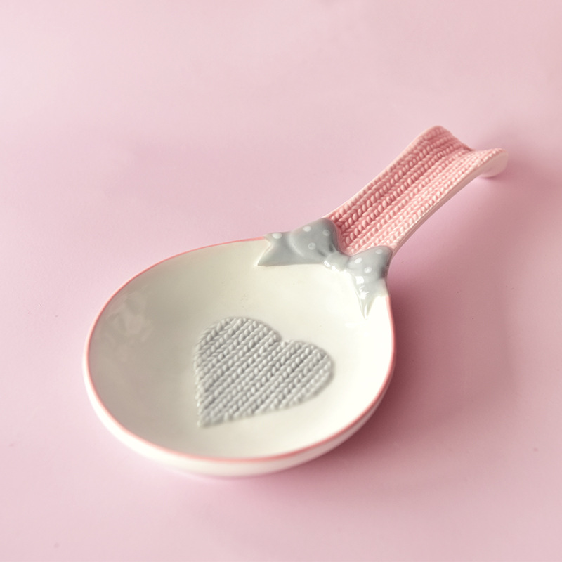 Portacucharas de cerámica rosa, estilo femenino, soporte para cucharas doméstico, adorno decorativo, transfronterizo.