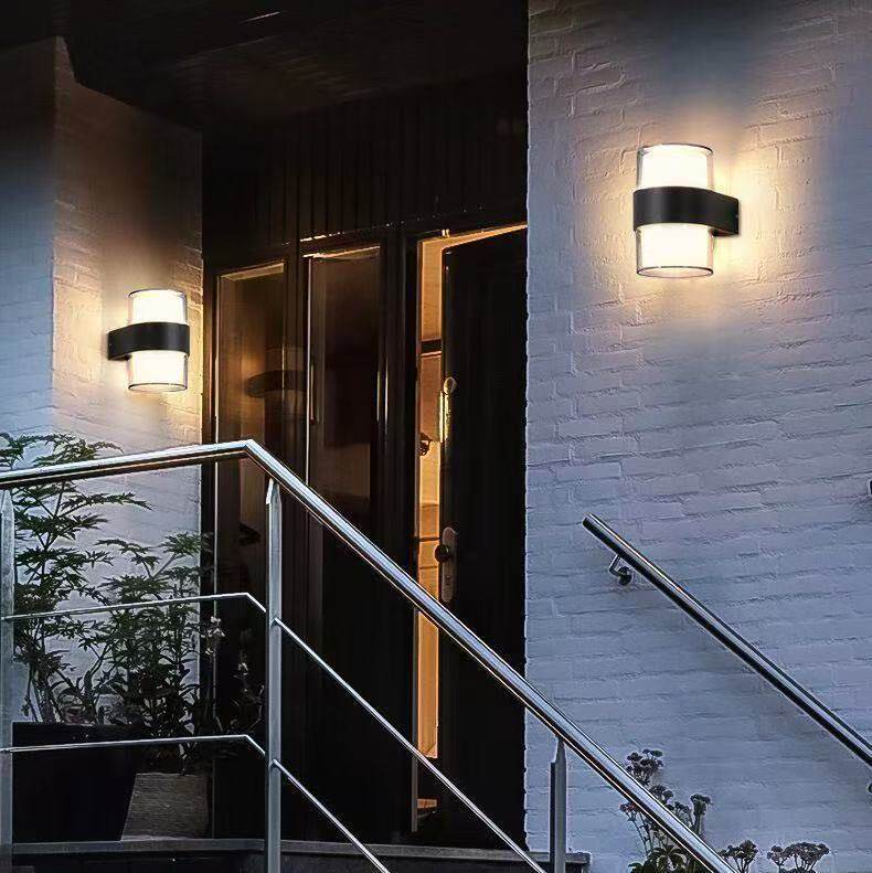 lámpara de pared exterior impermeable balcón puerta patio pasillo pared exterior iluminación exterior doble cabeza lámpara de escalera