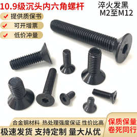 黑色高压强度10.9级沉头内六角螺丝平头机丝全牙平杯螺杆栓钉