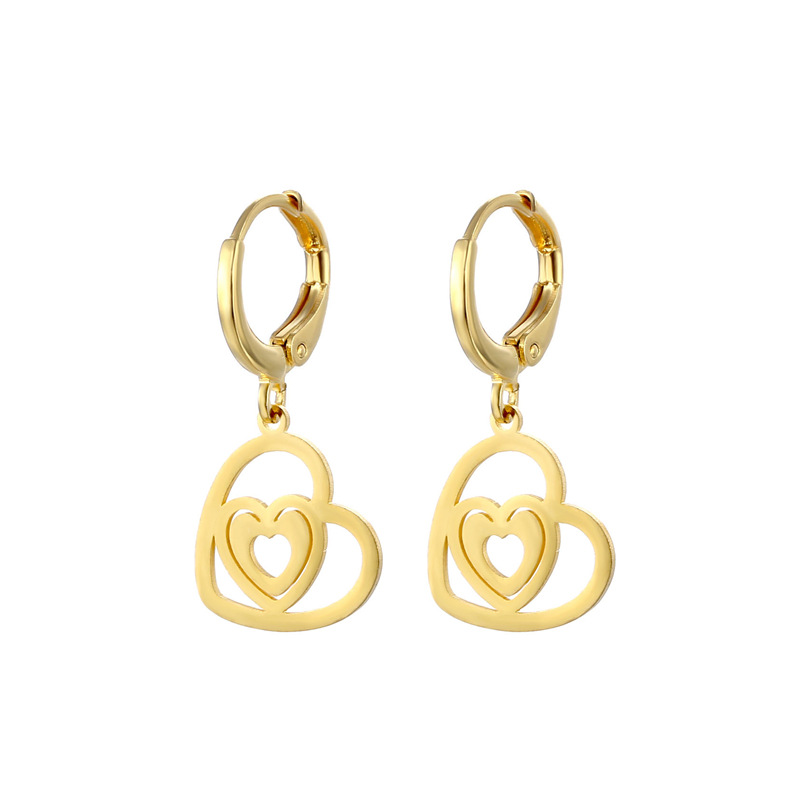 Boucles D&#39;oreilles D&#39;amour Rétro En Acier Inoxydable Mode Ins Style Boucles D&#39;oreilles Personnalisées display picture 1