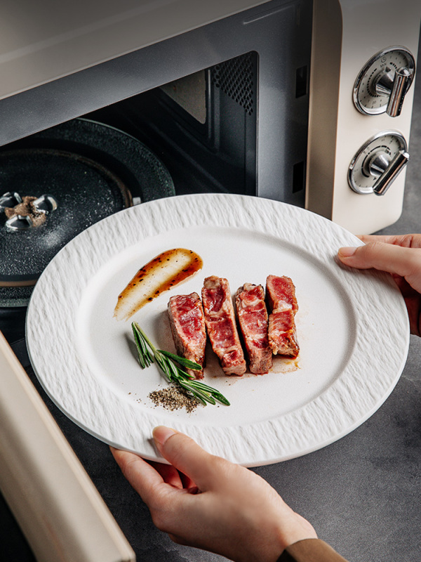 Nordic Steak Plate, Western-Style Dinner Plate, Household Ceramic Stone-Patterned Breakfast Plate, Flat Plate, Dish Plate, Western Restaurant Tableware