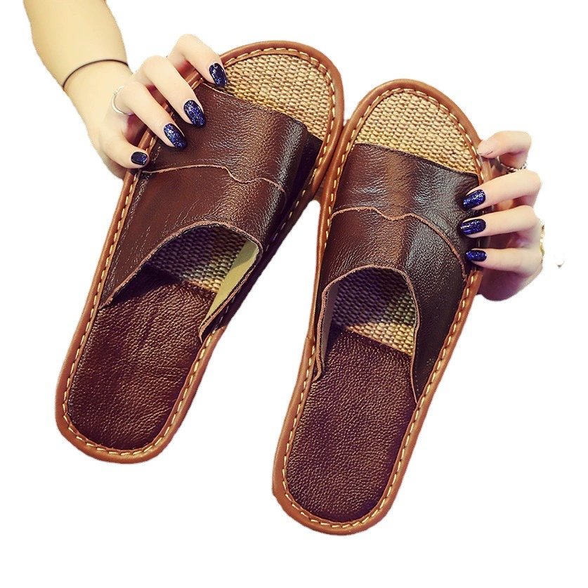 Летние мужские дамы в помещении домашние пары холодные тапочки мягкие деревянные полы тихие кожаные тапочки летом