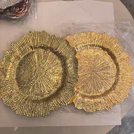 外贸婚礼酒店派对一次性圣诞工艺装饰塑料盘charger plate