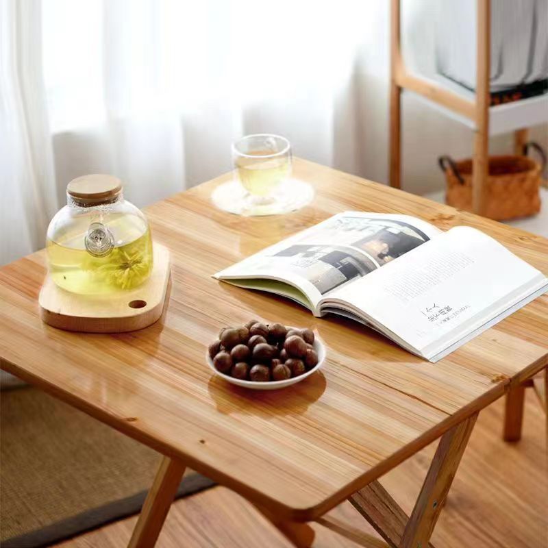 Mesa plegable de madera maciza, portátil, ideal para comer, estudiar o usar como mesa auxiliar