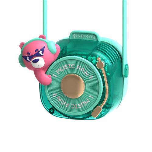 Cartoon cute pet hanging neck fan children's mini USB charging handheld lazy portable leafless small fan gift